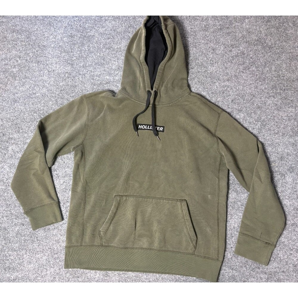 HOLLISTER Hoodie Sweatshirt Mens Medium Green Pull Over Draw String